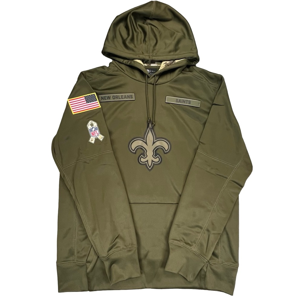 Nike Mens New Orleans‎ Saints Hoodie Olive Salute to Service Therma NFL Large